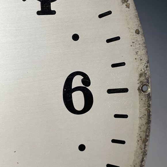 LARGE 10.5" Antique Vintage Enamel Brass Military Time Navy Nautical Clock Face - Picture 4 of 11